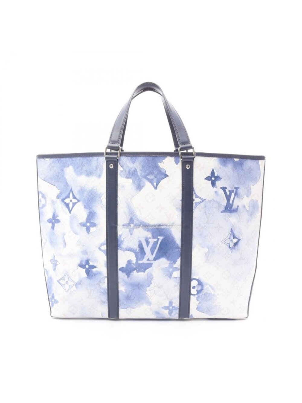 Louis Vuitton Tote Weekend GM Canvas Leather White Blue